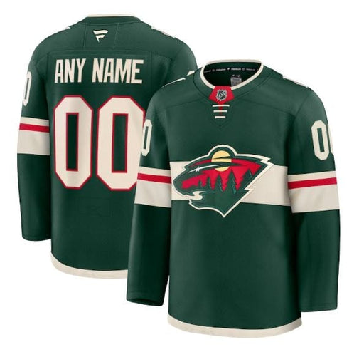 Adult Minnesota Wild Fanatics Green Premium Official NHL Home Authentic Custom Jersey - Men's