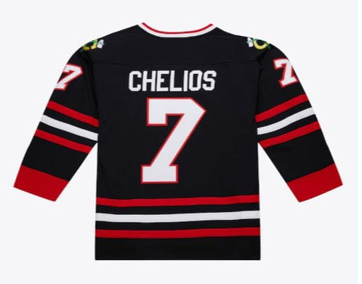 Adult Chris Chelios Chicago Blackhawks Mitchell & Ness 1997 Black Jersey - Men's