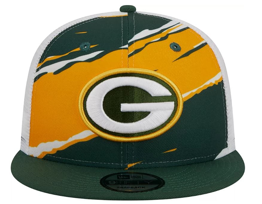 New Era Adjustable Hat Green Green Bay Packers New Era Green Tear Stripe Trucker 9FIFTY Snapback Hat
