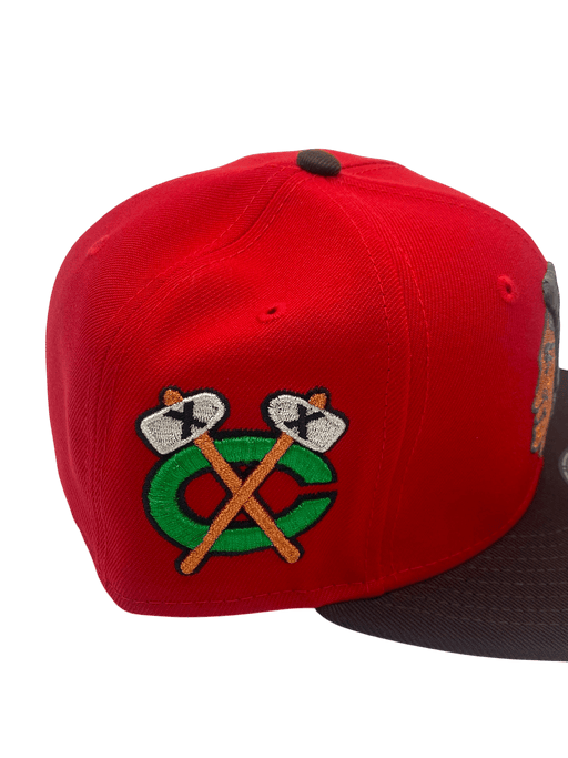 Adult Chicago Blackhawks New Era Red/Brown Classic Custom Side Patch 59FIFTY Fitted Hat - Men's