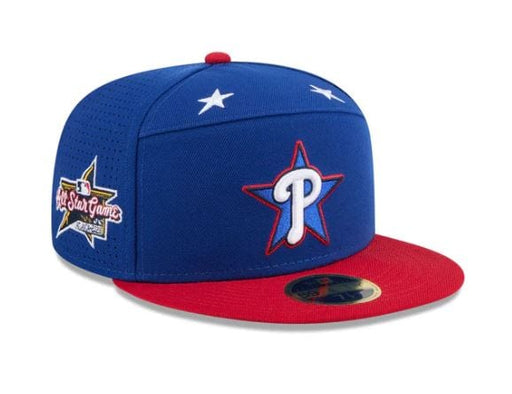 Adult Philadelphia Phillies New Era Blue/Red 2025 All Star Game Workout Side Patch 59FIFTY Fitted Hat - Men's