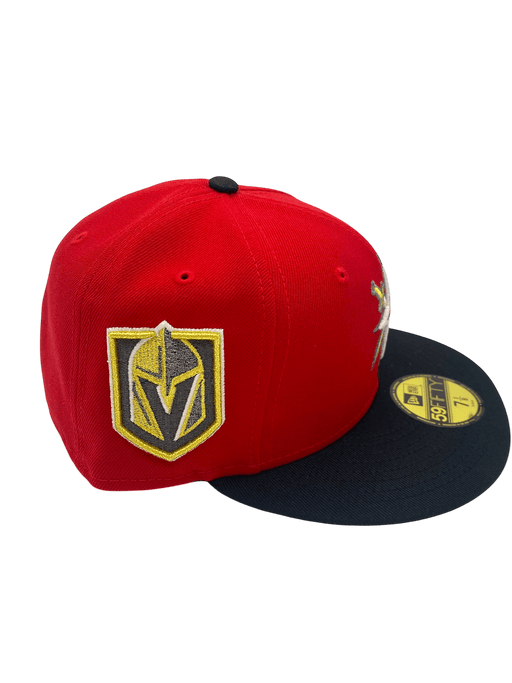 Adult Vegas Golden Knights New Era Red/Black Sharpened Iron Custom Side Patch 59FIFTY Fitted Hat - Men's