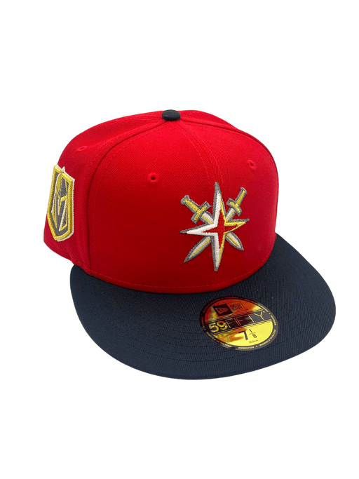 Adult Vegas Golden Knights New Era Red/Black Sharpened Iron Custom Side Patch 59FIFTY Fitted Hat - Men's