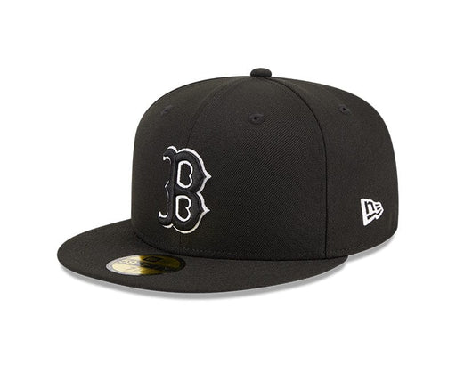 New Era Fitted Hat Boston Red Sox New Era Black and White Side Patch 59FIFTY Fitted Hat - Men's