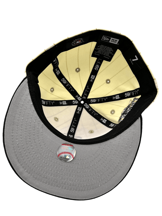 New Era Fitted Hat Boston Red Sox New Era Chrome Historic Pinstripe Side Patch 59FIFTY Fitted Hat - Men's