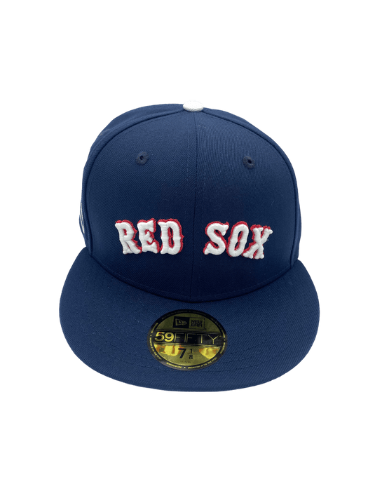 New Era Fitted Hat Boston Red Sox New Era Navy Custom Combo Side Patch 59FIFTY Fitted Hat - Men's