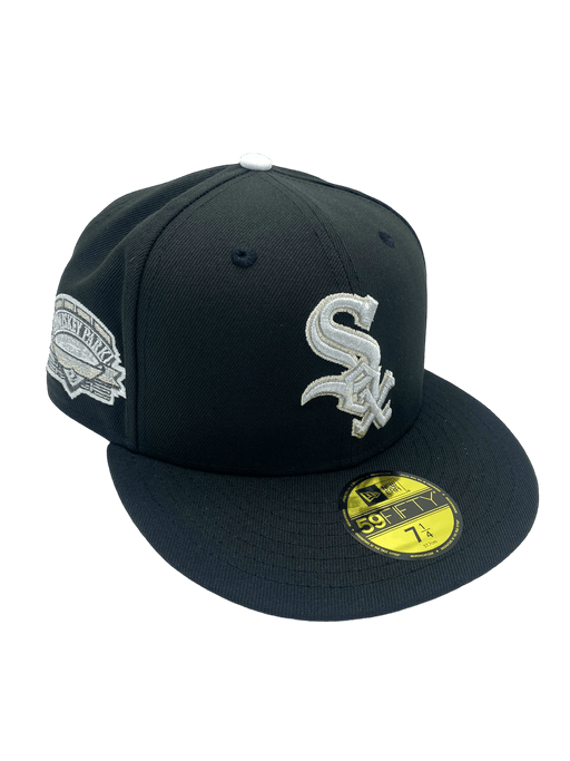 New Era Fitted Hat Chicago White Sox New Era Black Custom Combo Side Patch 59FIFTY Fitted Hat - Men's