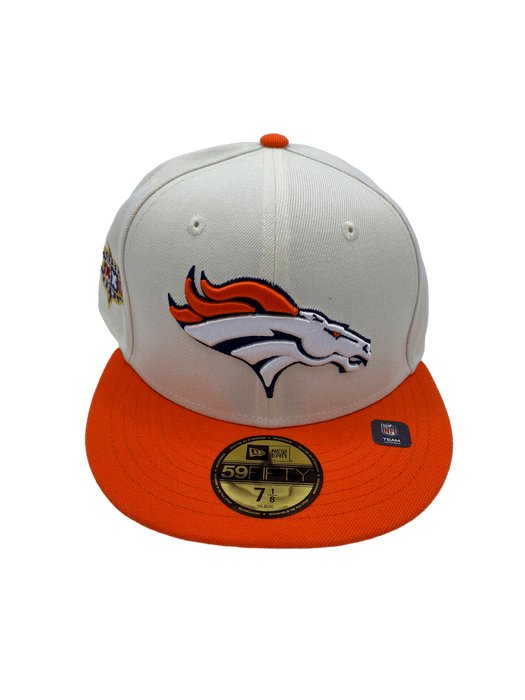 New Era Fitted Hat Denver Broncos New Era Off White Retro Side Patch 59FIFTY Fitted Hat