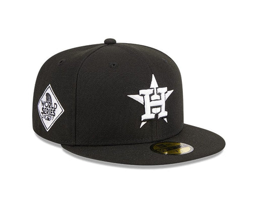 New Era Fitted Hat Houston Astros New Era Black and White Side Patch 59FIFTY Fitted Hat - Men's