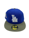 New Era Fitted Hat Los Angeles Dodgers New Era Blue/Olive Green Custom Side Patch 59FIFTY Fitted Hat - Men's