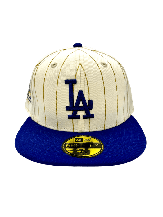New Era Fitted Hat Los Angeles Dodgers New Era Chrome Historic Pinstripe Side Patch 59FIFTY Fitted Hat - Men's