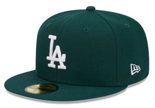 New Era Fitted Hat Los Angeles Dodgers New Era Dark Green Side Patch 59FIFTY Fitted Hat