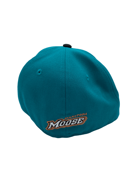 New Era Fitted Hat Manitoba Moose New Era Teal/Black Custom VP 1.0 Side Patch 59FIFTY Fitted Hat
