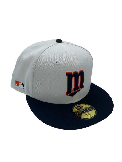New Era Fitted Hat Minnesota Twins New Era Black/Orange Custom Side Patch 59FIFTY Fitted Hat