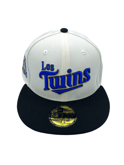 New Era Fitted Hat Minnesota Twins New Era Chrome/Black Los Twins Custom Side Patch 59FIFTY Fitted Hat - Men's