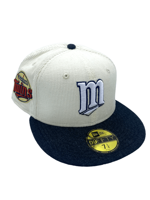 New Era Fitted Hat Minnesota Twins New Era Chrome Custom Corduroy Top Side Patch 59FIFTY Fitted Hat