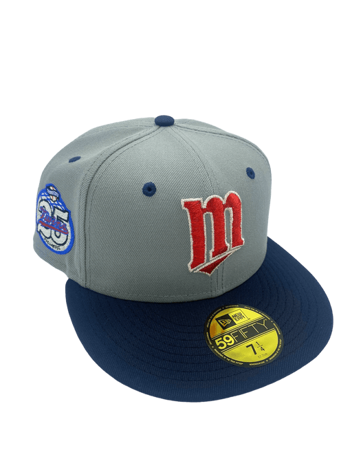 New Era Fitted Hat Minnesota Twins New Era Gray/Navy Custom Side Patch 59FIFTY Fitted Hat - Men's