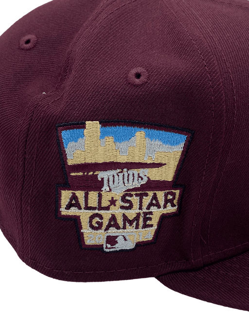 New Era Fitted Hat Minnesota Twins New Era Maroon Show Pack Custom Side Patch 59FIFTY Fitted Hat