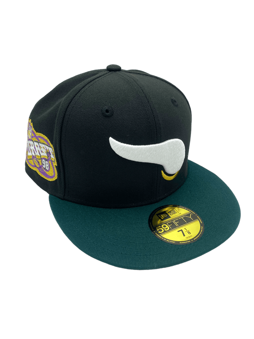 New Era Fitted Hat Minnesota Vikings New Era Black/Green Custom Mr. 84 Side Patch 59FIFTY Fitted Hat - Men's