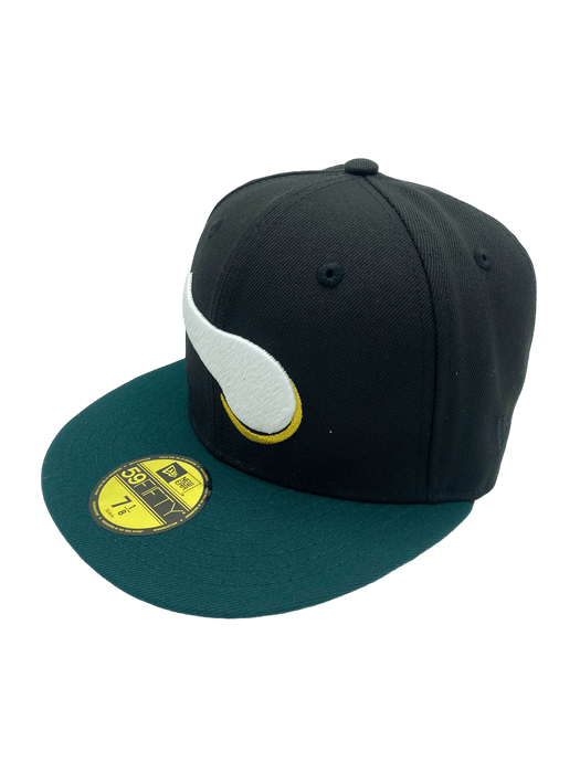 New Era Fitted Hat Minnesota Vikings New Era Black/Green Custom Mr. 84 Side Patch 59FIFTY Fitted Hat - Men's