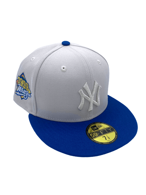 New Era Fitted Hat New York Yankees New Era Stone/Blue Custom Icy Side Patch 59FIFTY Fitted Hat - Men's