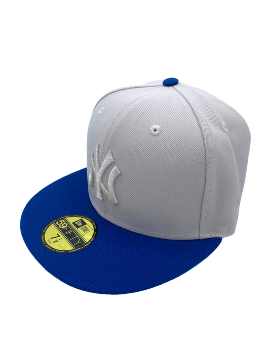 New Era Fitted Hat New York Yankees New Era Stone/Blue Custom Icy Side Patch 59FIFTY Fitted Hat - Men's