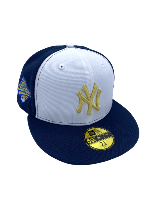 New Era Fitted Hat New York Yankees New Era White/Navy Custom Combo Side Patch 59FIFTY Fitted Hat - Men's