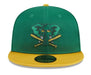 New Era Fitted Hat Oakland Athletics New Era Green/Gold 2024 Batting Practice Custom 59FIFTY Fitted Hat - Men's