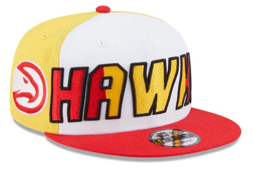 New Era Fitted Hat OSFM / White Atlanta Hawks New Era White Back Half Side Patch 9FIFTY Snapback Hat