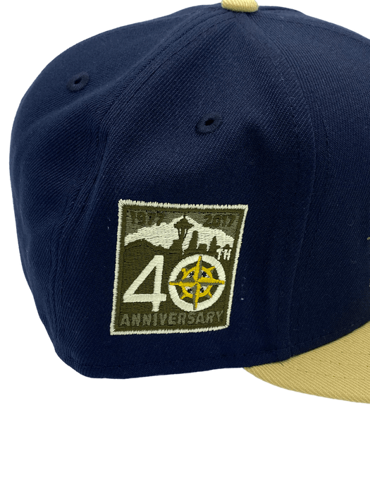 New Era Fitted Hat Seattle Mariners New Era Navy/Gold Custom Side Patch 59FIFTY Fitted Hat - Men's