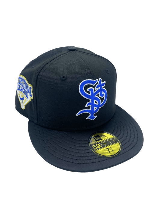 New Era Fitted Hat St. Paul Saints New Era Black Satin STP Custom Side Patch 59FIFTY Fitted Hat - Men's