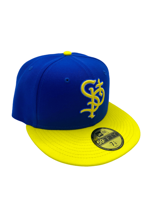 New Era Fitted Hat St. Paul Saints New Era Blue/Yellow Script Custom 59FIFTY Fitted Hat - Men's