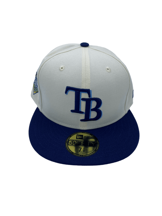 New Era Fitted Hat Tampa Bay Rays New Era Off White Retro Side Patch 59FIFTY Fitted Hat