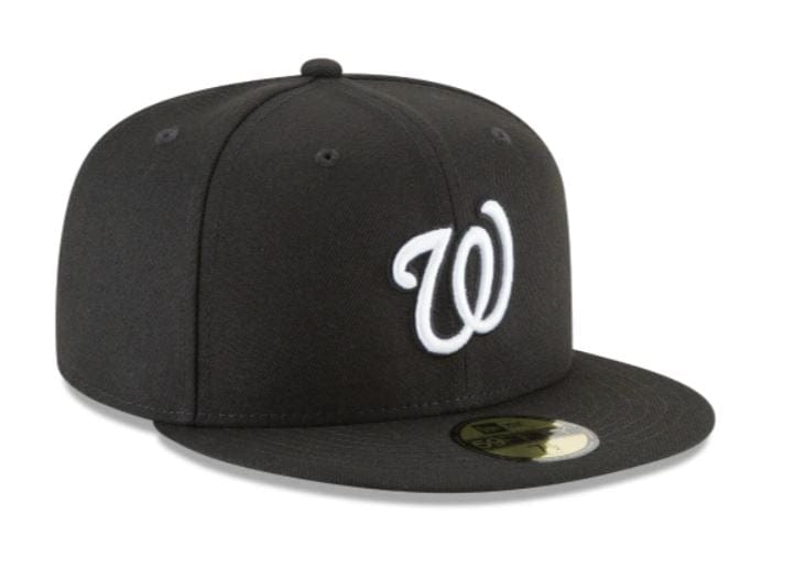 New Era Fitted Hat Washington Nationals New Era Black White Collection 59FIFTY Fitted Hat