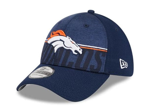 New Era Flex Hat Denver Broncos New Era 2023 NFL Training Camp Navy 39THIRTY Flex Fit Hat