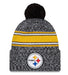 New Era Knit Hat OSFM / Black Pittsburgh Steelers New Era 2023 Black Sideline Cuffed Knit Hat With Pom