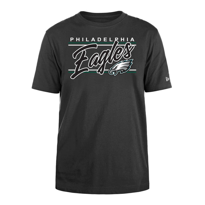New Era Shirts Philadelphia Eagles New Era Black Script Logo T-Shirt - Men's