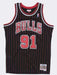Mitchell & Ness Adult Jersey Dennis Rodman Chicago Bulls Mitchell & Ness NBA Black Pinstripe Throwback Swingman Jersey