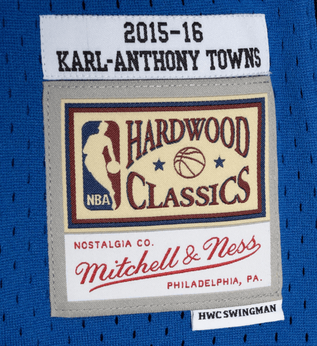 New Era Adult Jersey Karl-Anthony Towns Minnesota Timberwolves Mitchell & Ness 2015-16 Blue Throwback Swingman Jersey