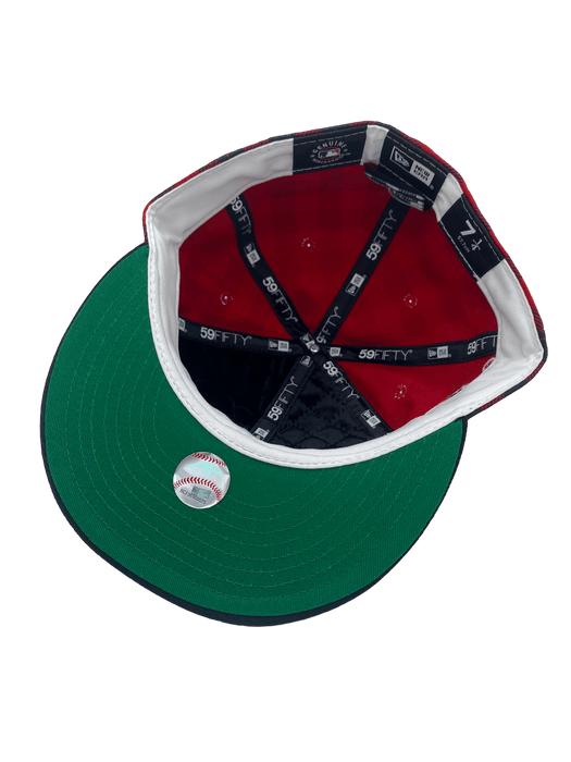 New Era Fitted Hat Atlanta Braves New Era Plaid Top Custom Side Patch 59FIFTY Fitted Hat