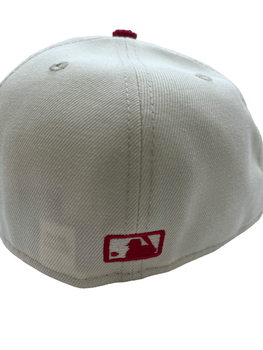 New Era Fitted Hat Boston Red Sox New Era Custom Corduroy Brim Cream 59FIFTY Fitted Hat