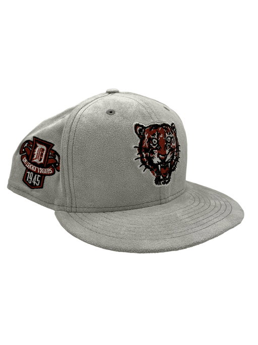 New Era Fitted Hat Detroit Tigers New Era Custom 59Fifty Gray Metallic Suede Patch Fitted Hat