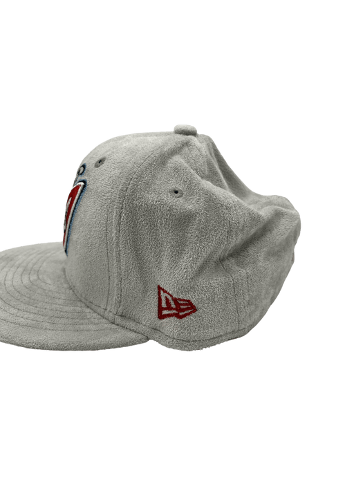 New Era Fitted Hat Los Angeles Angels New Era Custom 59Fifty Gray Metallic Suede Patch Fitted Hat