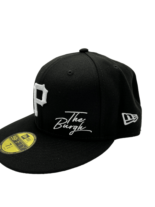New Era Fitted Hat Pittsburgh Pirates New Era Custom 59Fifty Black UV Logos Patch Fitted Hat