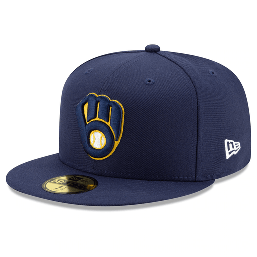 New Era Hats Men's Milwaukee Brewers New Era Navy Home 2020 Authentic Collection On-Field 59FIFTY Fitted Hat