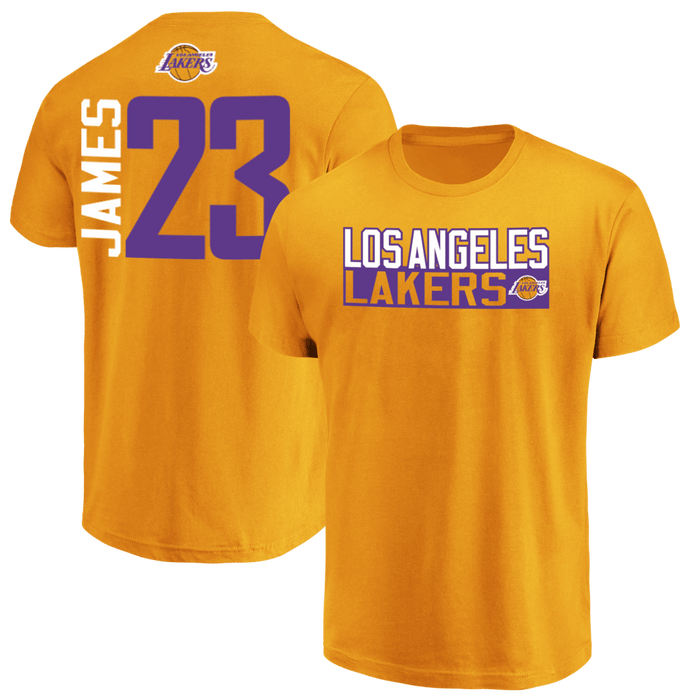 New Arrivals!! LeBron James Los Angeles Lakers Vertical  Name & Number T-Shirt Now In Stock!