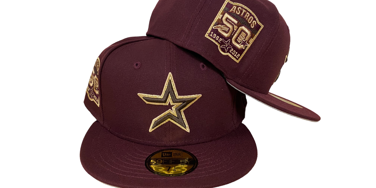 Houston Astros New Era Custom Maroon 50th Side Patch 59FIFTY Fitted Hat, 7 1/2 / Maroon