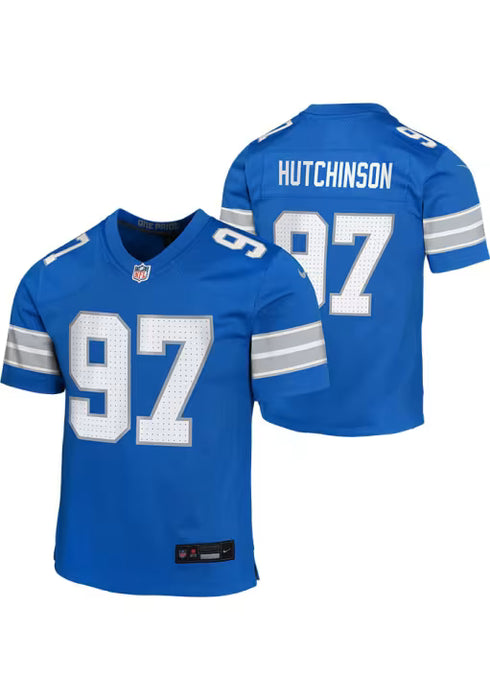 Youth Aidan Hutchinson Detroit Lions Nike Blue Game Jersey