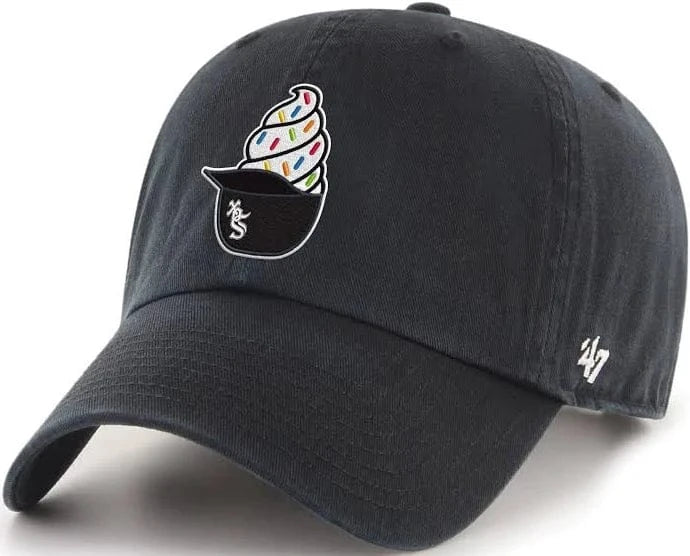47 Brand Adjustable Hat Adjustable / Black Adult Chicago White Sox '47 Brand Black Ice Cream Helmet Clean Up Adjustable Hat - Men's