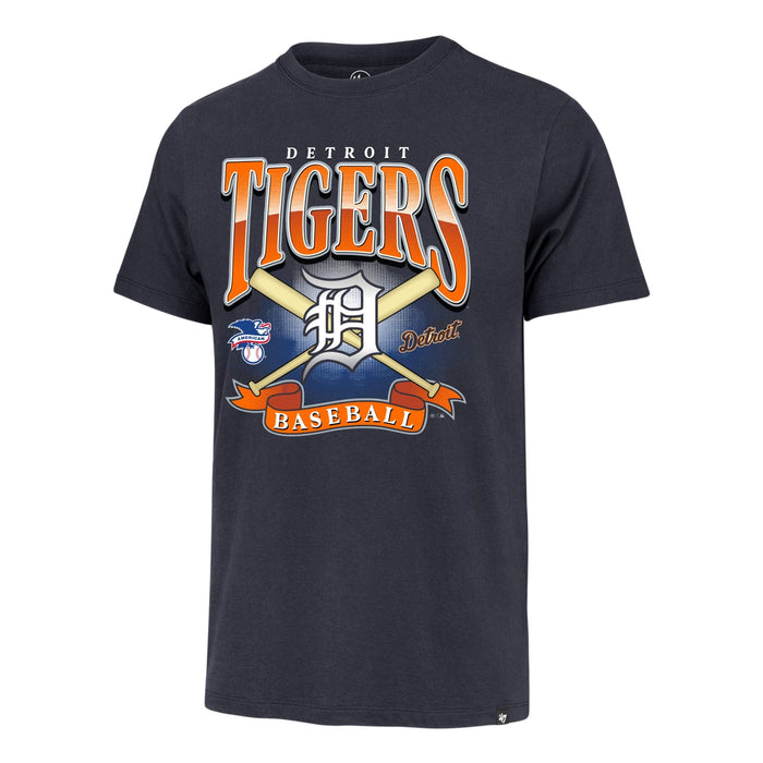 47 Brand Apparel MLB Adult Detroit Tigers '47 Navy Chrometown Cross Bats Franklin T-Shirt - Men's